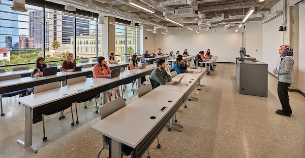 students at a table